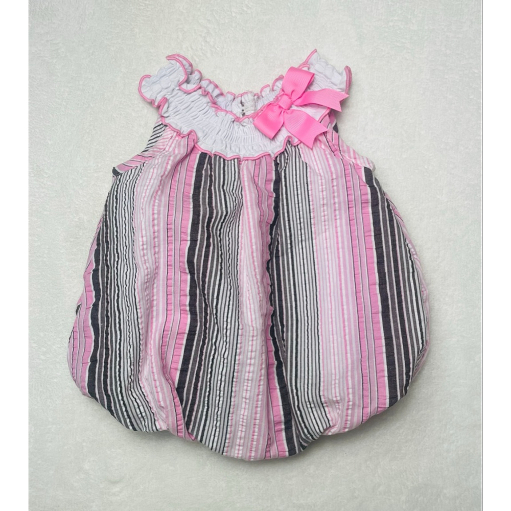 Baby Rare Editions Striped Bodysuit 3 Months Pink Black bubble